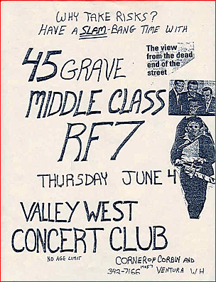 deathrockdotcom's tweet photo. Today in 1981: 45 Grave, Middle Class, RF7 @ Valley West Concert Club, CA #45grave #todayin1981 #vintagepunkflyers #californiadeathrock https://t.co/D90ewt2KIp
