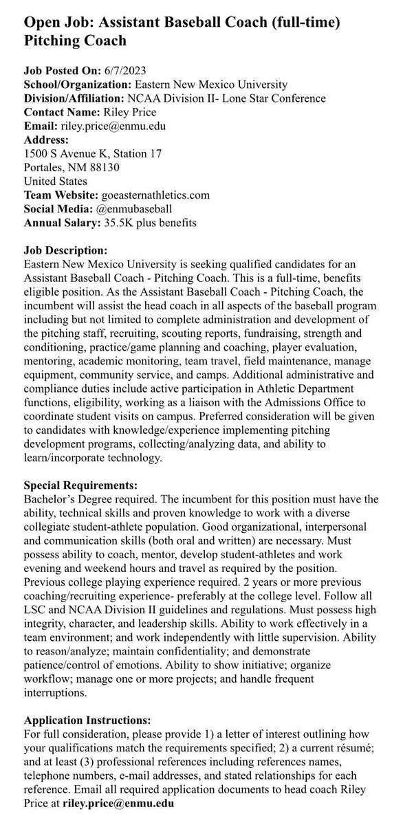 Skippers Dugout on Twitter "Eastern New Mexico University