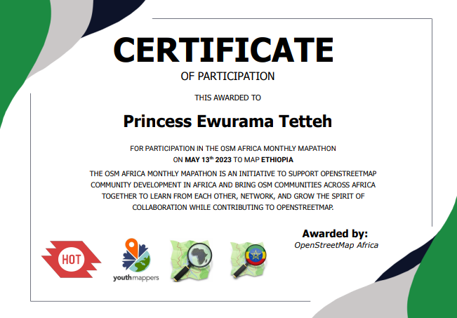 3wurama's tweet photo. Certificate from last month's @osmafrica monthly mapathons #MapEthiopia💃💯...We go again this month💪🙂 https://t.co/j3mdZ3f5dP