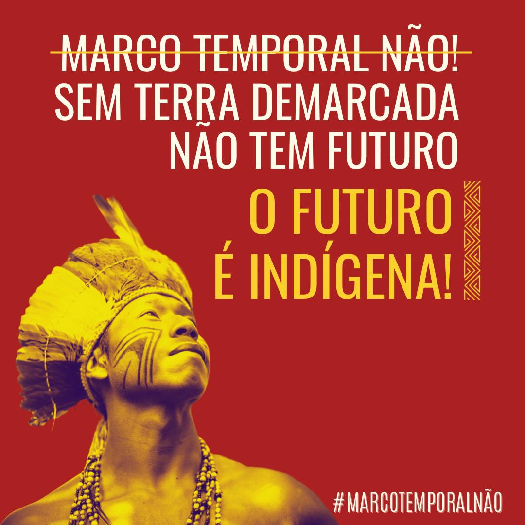 ApibOficial's tweet photo. Nossa história não pode ser limitada a 1988, ela começa muito antes de 1500. E a proteção dos nossos biomas depende da proteção e demarcação das Terras Indígenas. Nós somos os responsáveis pela preservação de  80% deles no mundo. #marcoTemporalNÃO https://t.co/4tvQmiMqqT