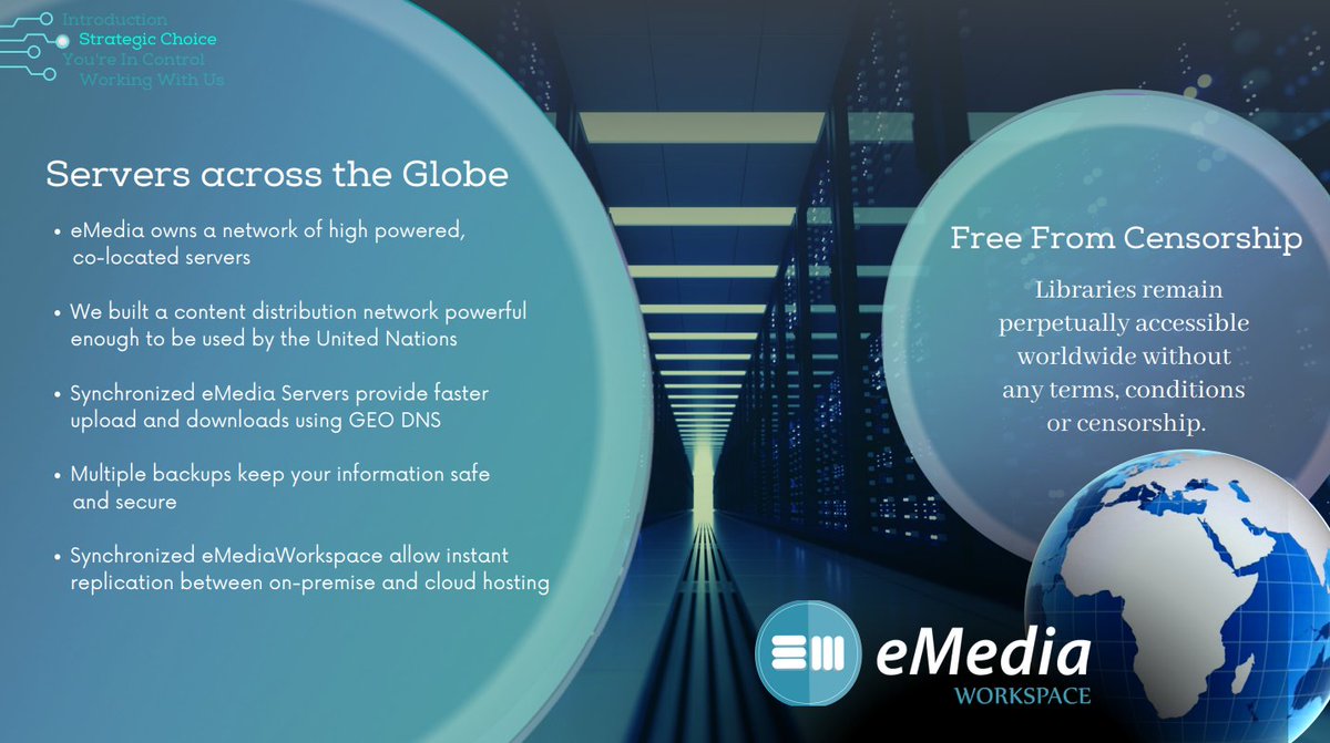 We have servers around the globe for our DAM solution eMediaWorkspace.  Did you know that our solution is free from censorship?

#digitalassets #digitalassetmanagement #digitalassetsoftware #dam #software #softwaresolutions #opensourcesoftware