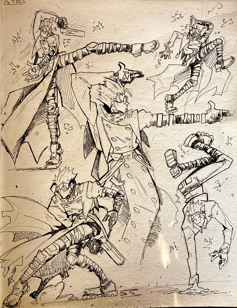 kiweewiener's tweet image. The full page🤸🏽‍♂️
 ofc the second page in my new sketchbook is Trigun the Stampede