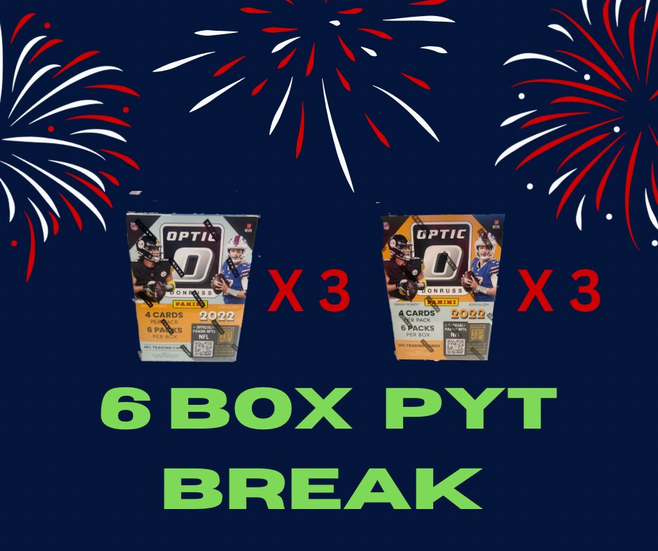6 OPTIC BLASTER  BOX PYT BREAK
3 PINK BOXES &  3 FANATIC PURPLE

Come join me on @dripshop_live 
#boxbreak #footballcards #whodoyoucollect #opticfootball #downtown #donruss #psa #sgc #TradingCards 

dripshop.live/downtownhuntin…