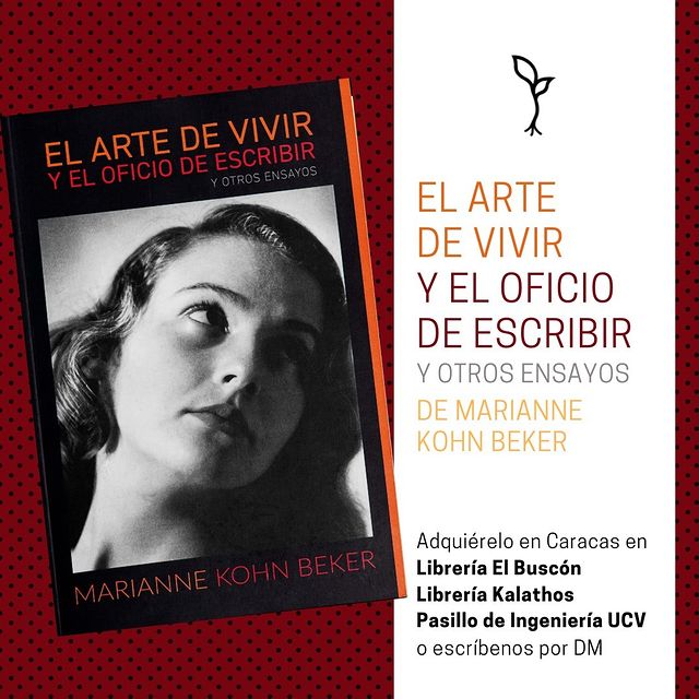 "El arte de vivir y el oficio de escribir", primer tomo de la obra reunida de Marianne Kohn Beker, ofrece ensayos de literatura, ética y filosofía que traslucen el ideario de la #coexistencia.

Lo encuentras en <a href="/elbuscon1/">Librería El Buscón</a>, <a href="/KalathosLibros/">Librería & Café Kálathos</a> y el pasillo de Ingeniería de la UCV