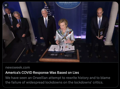 lorenzoridolfi's tweet image. A farsa da COVID chegando a mídia mainstream nos EUA com o título "A resposta à COVID nos EUA foi feita com base em mentiras", na república das bananas provavelmente nunca chegará.
Destaco um trecho:
"O trágico fracasso de lockdowns imprudentes e sem precedentes que eram…