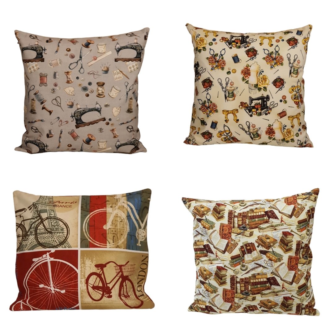 These cushion covers are great gift ideas & are available on our website dollymakescrafts.co.uk #giftideasuk #cushioncover #handmade #bikecushioncover #madeinyorkshire #supportsmallhandmadeuk #craftersgift #homedecor #cushioncover