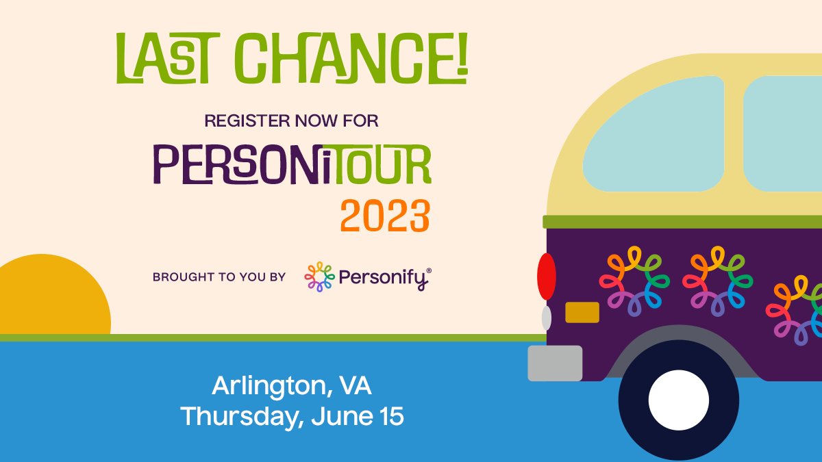 Beep! Beep! 🚌 PersoniTour 2023 is NEXT WEEK! 

We’ve packed 2+ hours of product training, accredited education sessions, facilitated networking, solution showcases &amp; a heck of a lot of PersoniFUN into one, awesome day!

Find out more &amp; register➡️
personifycorp.com/events/personi…