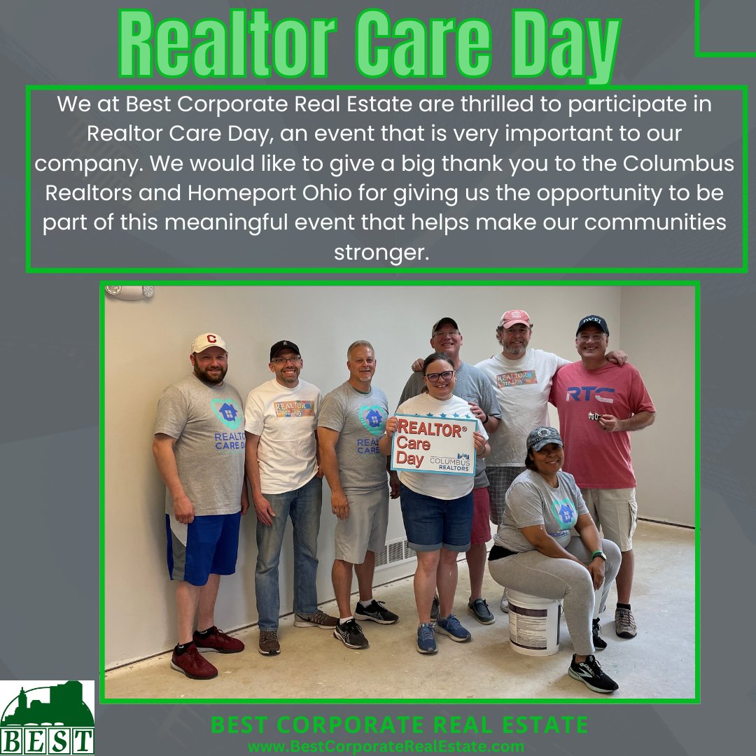 We at Best Corporate Real Estate recognize the importance of giving back and that is why we are so grateful to the Columbus Realtors and Homeport for providing us an opportunity to do so!

#Realtor #realtorcareday #commericalrealestate #realestate #columbusrealtor #ohio