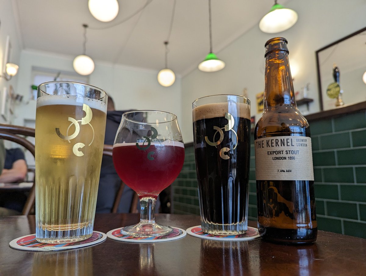 Mark Smith-Magee - Views From The Bar (@viewsfromthebar) on Twitter photo Last order <a href="/brownhillandco/">Brownhill & Co.</a>, L2R:
1. <a href="/burningskybeer/">burningskybeer</a> cask Super Light Session Pale again - soooo good.
2. <a href="/burningskybeer/">burningskybeer</a> Cuveé Kriek - stellar. And it's Burning Sky.
3. <a href="/kernelbrewery/">Kernel Brewery</a> Export Stout 1890 - toasty! And it's Kernel.
BS and Kernel = best UK breweries. Last order <a href="/brownhillandco/">Brownhill & Co.</a>, L2R:
1. <a href="/burningskybeer/">burningskybeer</a> cask Super Light Session Pale again - soooo good.
2. <a href="/burningskybeer/">burningskybeer</a> Cuveé Kriek - stellar. And it's Burning Sky.
3. <a href="/kernelbrewery/">Kernel Brewery</a> Export Stout 1890 - toasty! And it's Kernel.
BS and Kernel = best UK breweries.