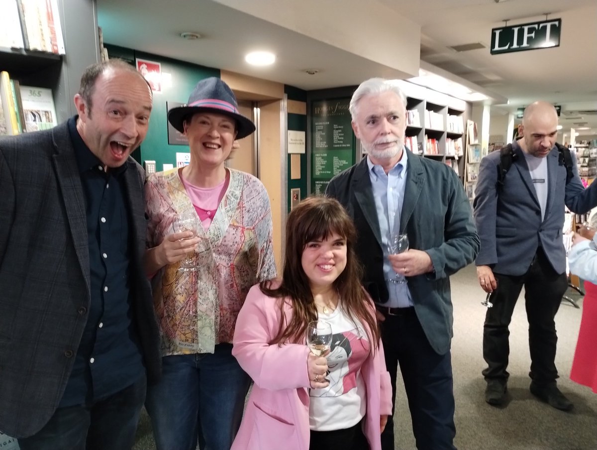DevlinMartina's tweet image. Three cheers for @EoinColfer one of the good guys on latest book #LittleBigSister+to illustrator Celia Ivey on her first. Great collaboration @LittleIslandBks. The book is about #dwarfism, sisters and self belief. Celebrating with them @Hodges_Figgis are @sarahwebbishere+@AlNolan