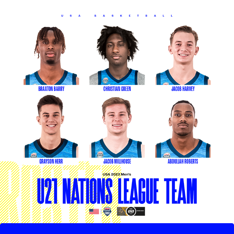 usab3x3's tweet photo. The 🇺🇸 Men's squad to play the 2023 @FIBA3x3 U21 Nations League is confirmed!

The team from @TU_Basketball, which has supported USA Basketball 3x3 over the last several years, will compete June 23-29 in Handan, China.