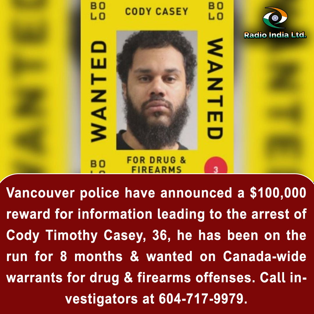 #Vancouverpolice have announced a $100,000 #reward for information leading to the #arrest of #CodyTimothyCasey, 36, he has been on the run for 8 months & #wanted on #Canada-wide #warrants for #drug & #firearmsoffenses. Call investigators at 604-717-9979.