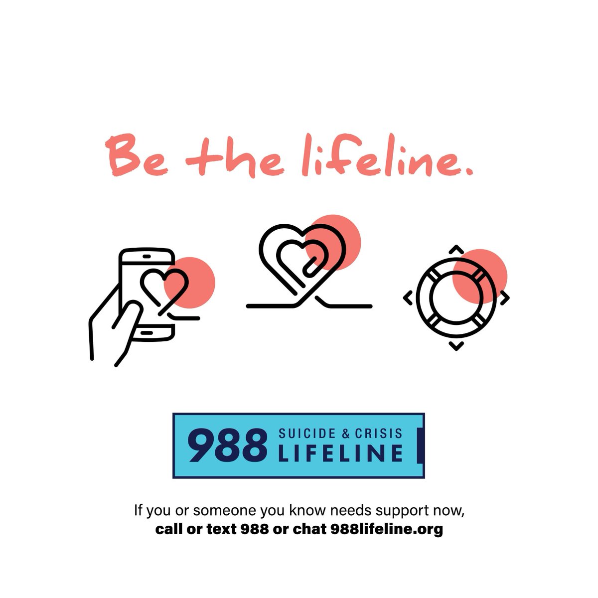 988 is the nationwide three-digit number that connects people to the 988 Suicide and Crisis Lifeline. The Lifeline provides 24/7, confidential support to people in suicidal or mental health-related crises. Specialized call, text, and chat for LGBTQIA+ youth are also available.