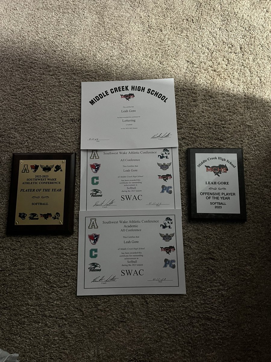 LeahGore06's tweet photo. I am so grateful to have received SWAC conference player of the year, all conference, academic all conference, and MCHS offensive player of the year! I had a great season offensively and defensively (added some clips below)! Thank you to all my seniors and I can’t wait for my own senior season next year! @rittmanjohn @slis23 @cbreault12 @ShaneWinkler @svanbrak @Nicole_Bowmann @kianarae20 @LLG_MW @Org_LLG @MCHS_softball_