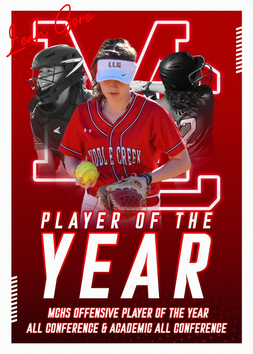 LeahGore06's tweet photo. I am so grateful to have received SWAC conference player of the year, all conference, academic all conference, and MCHS offensive player of the year! I had a great season offensively and defensively (added some clips below)! Thank you to all my seniors and I can’t wait for my own senior season next year! @rittmanjohn @slis23 @cbreault12 @ShaneWinkler @svanbrak @Nicole_Bowmann @kianarae20 @LLG_MW @Org_LLG @MCHS_softball_