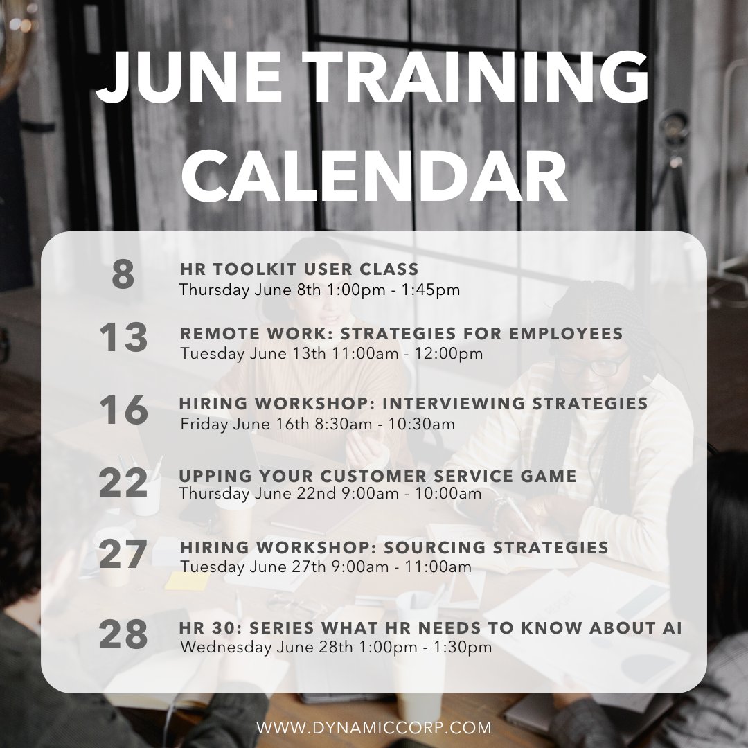 Mark your calendars! Join us as we dive deep into cutting-edge strategies and tools to revolutionize your HR processes. 
Sign up today: bit.ly/3CavVGu

#DCSI #HumanResources #HR #HRTraining