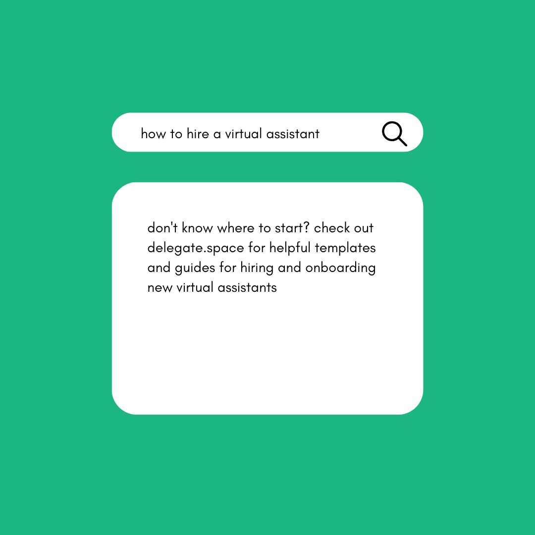 delegatespace's tweet photo. Ready to hire your first virtual assistant?

Delegate is here to help! Click the link below to view our handcrafted step-by-step guide to hiring and onboarding a VA ↓

https://t.co/9bQEaZNlmr

#ivegotthis #remotework #virtualassistant #TaskManager #delegate #work https://t.co/oBllELnjrp