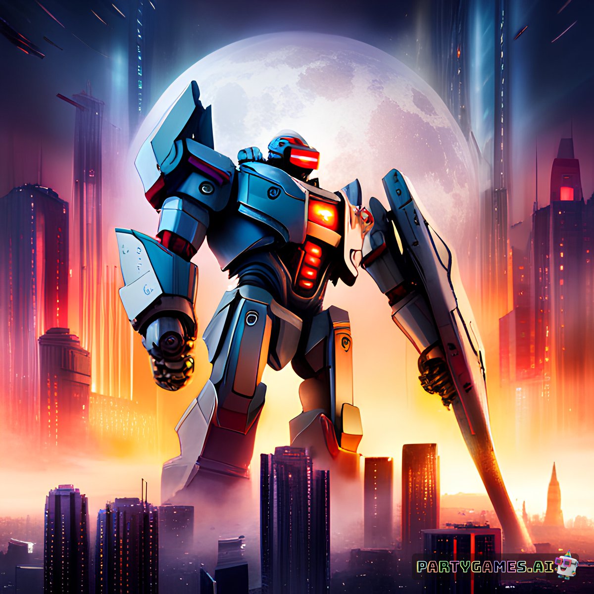 PartyGamesAI's tweet photo. Catch the awe-inspiring, CGI-style Mecha in Neo Tokyo 🤖🌃! Created on Sandbox: Canvas Mode with model SDXL. You're invited to re-imagine the scene on https://t.co/1HTlCQVWmW! 🎉 #AIGames #SandboxAI #PartyGamesAI 👀 FULL PROMPT is in the ALT TEXT! ✍ https://t.co/cLLSIYTGwd