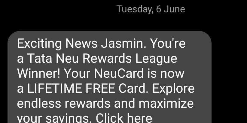 __vVv_AA's tweet photo. @tata_neu got sms that card is converted to LTF but app is still showing annual fees. https://t.co/ji9wla0N0w