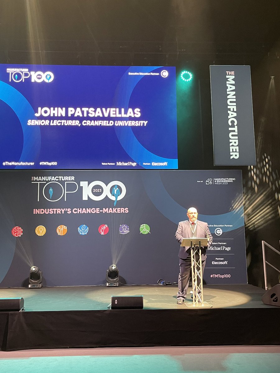 Opening speech by @john_pats of @CranfieldUni  talking about the lovely community that we have in manufacturing 😊 and the lifelong learners 🤓 @TheManufacturer #TMTop100 #supportukmfg @SupportUKMfg