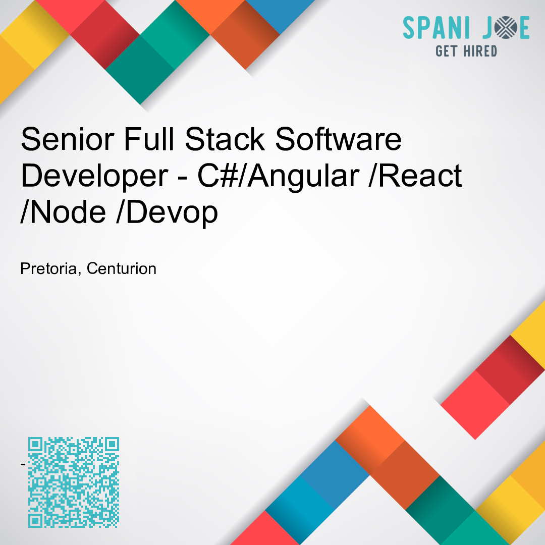 Senior Full Stack Software Developer - C#-Angular -React -Node -Devop  vacancy | Pretoria, Centurion 
            
 Apply online : spanijoe.com/app/vacancies/…
            
 #jobSeekersSA #hireMeZA #eskom auditor #sizokthola xolani coconut sizwe #DrNandiphaMagudumana