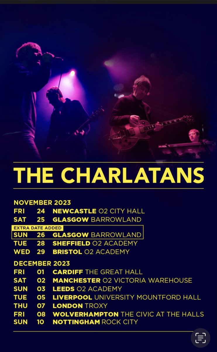 Tickets on sale Friday 10am thecharlatans.net/gigs Newcastle @O2CityHall Glasgow @TheBarrowlands Sheffield @O2AcademySheff Bristol @O2Academybris Cardiff @CDFBoxOffice Manchester  @O2VicWarehouse  @O2AcademyLeeds @LiverpoolGuild @TroxyLondon @TheHallsWolves @Rock_City_Notts