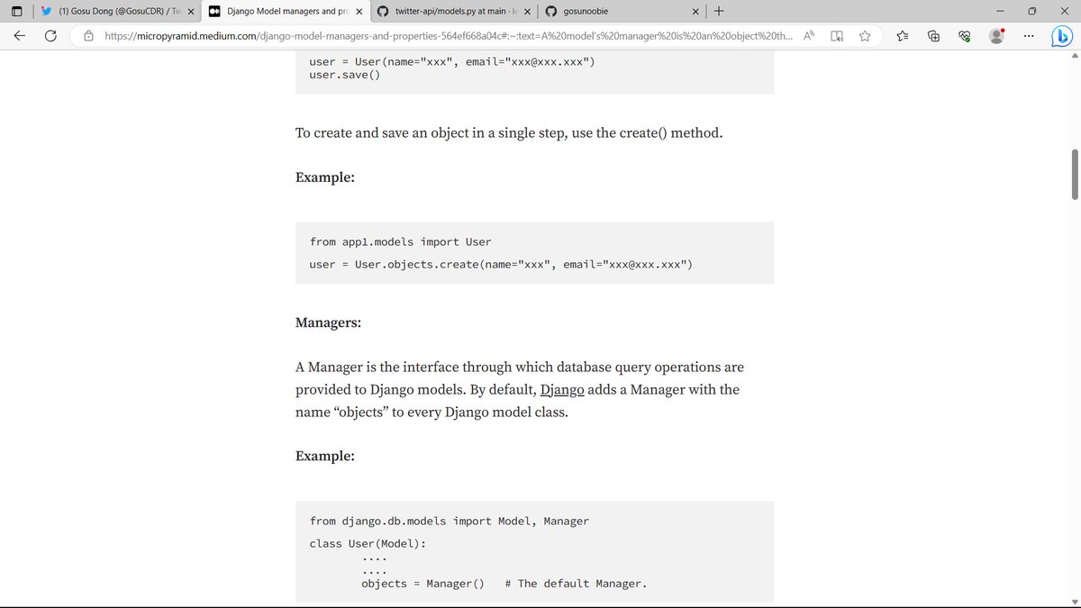GosuCDR's tweet photo. Today i learned about model managers and django signals. 
#LearningWithLeapfrog #60DaysOfLearning2023 #LSPPD7 https://t.co/mPhvChgcZJ