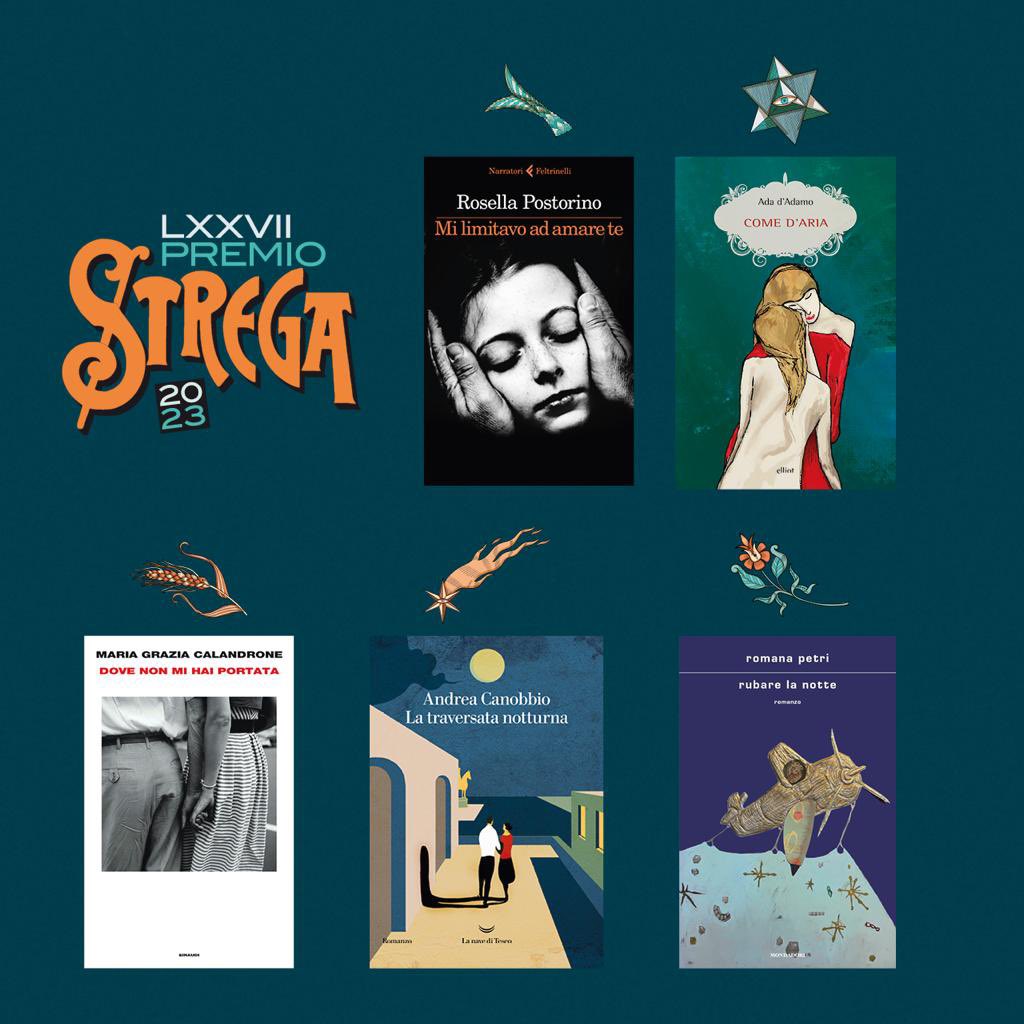 I cinque libri finalisti al #PremioStrega2023 in ordine di classifica.
