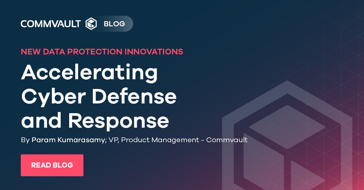 Data, Secured. Data, Defended. Data, Recovered.

With #cyberthreats getting increasingly more sophisticated, organizations need Commvault's new security capabilities,

Find out more from Param Kumarasamy ow.ly/QXcc104JKyI