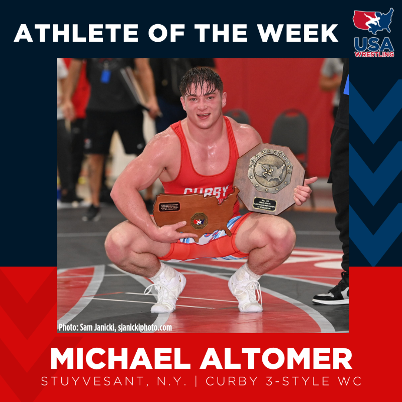 USAWrestling's tweet photo. 🏆 Michael Altomer has been named #USAWrestling Athlete of the Week after earning first place at both the U23 Nationals and U20 World Team Trials.