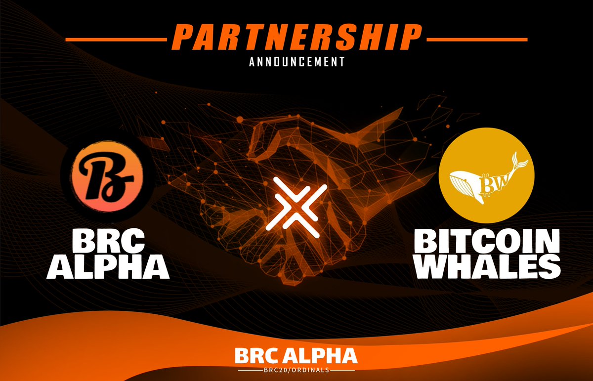 Announcing our partnership with one of, if not the biggest Ordinals Project @Bitcoin_Whales_

2x WL spots have been granted for us to give away under this partnership.

To enter:
- Like &amp; Retweet this post
- Follow <a href="/BrcAlpha/">BRC Alpha</a> &amp; @Bitcoin_Whales_ 
- Drop your Ordinals wallet below🟨