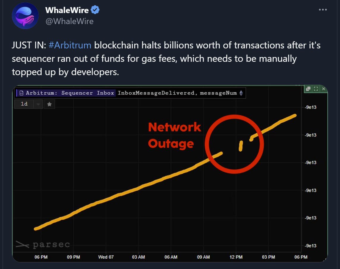 PascalFinance's tweet image. Arbitrium has halted after the 1 sequencer that controls the whole chain run out of gas. Is this supposed to be our competition? #PulseChain 🤣