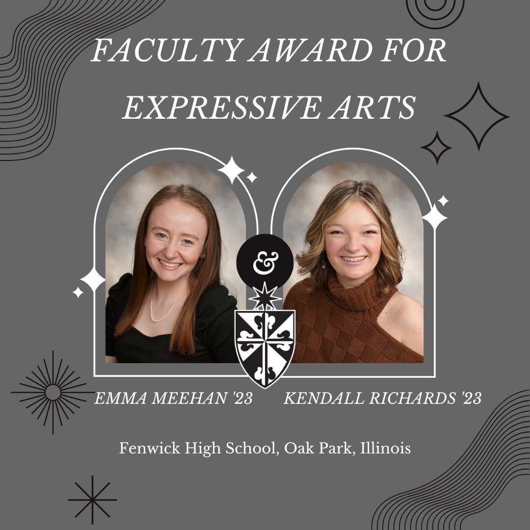fenwickfriars's tweet photo. The #FenwickFriars 2023 Faculty Honor Award for Expressive Arts goes to Emma Meehan &amp; Kendall Richards. Emma is headed to Marquette University (Milwaukee) and Kendall to the Savannah College of Art &amp; Design in Georgia! https://t.co/fHy0vbOvkY