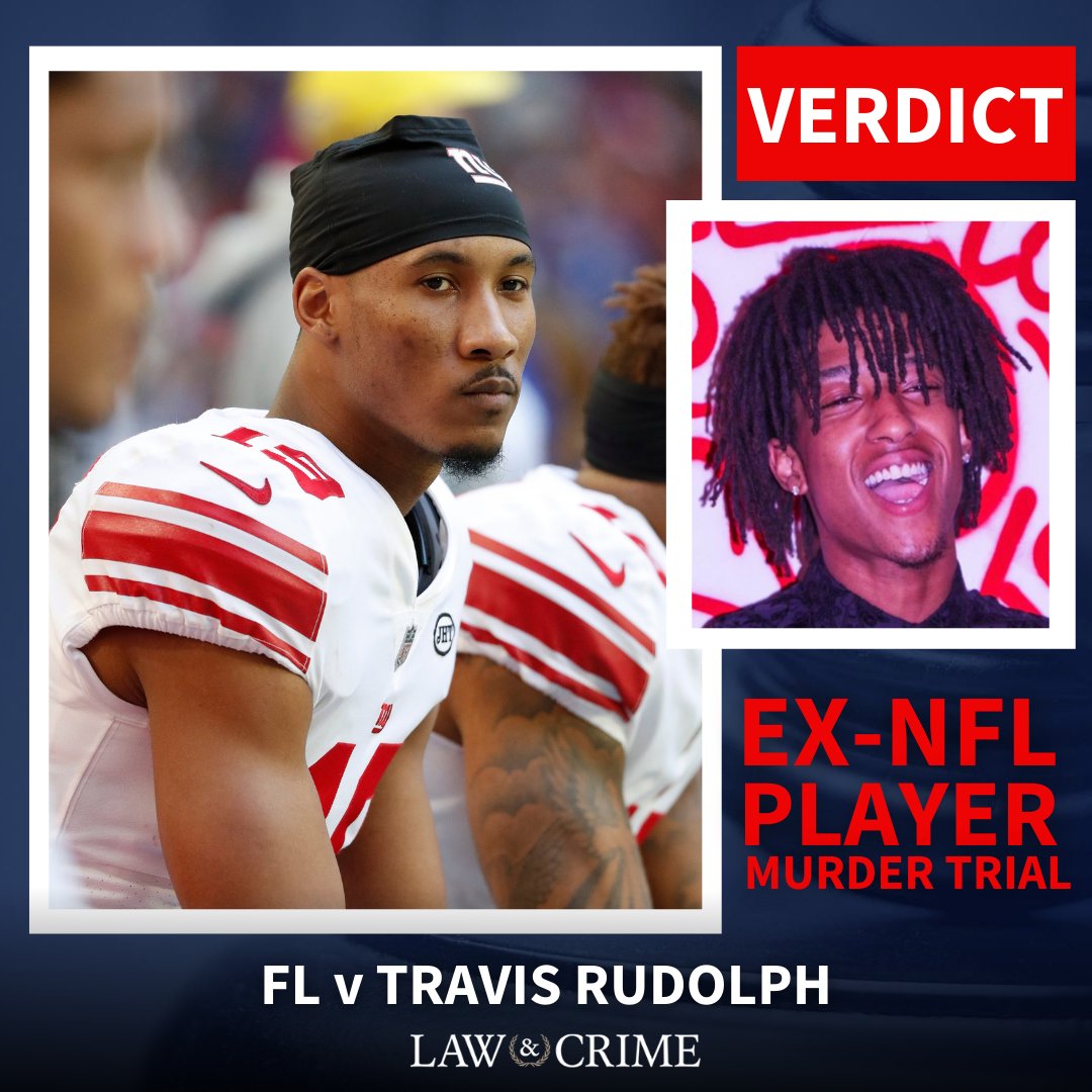 LawCrimeNetwork's tweet photo. #BREAKING: A jury has reached a verdict in the ex-NFL player murder trial. Travis Rudolph is accused of killing a man after a confrontation turned violent at his home in Florida in 2021.

WATCH LIVE: https://t.co/XwFKoyZo7b https://t.co/cnewa2L3kf