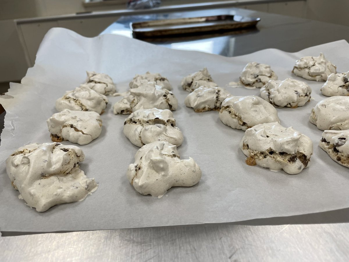 The grade 10s today learned a new skill in making meringues! Delicious clouds of egg white and sugar were achieved <a href="/Churchill_HWDSB/">Sir Winston Churchill SS</a> #HFN2O