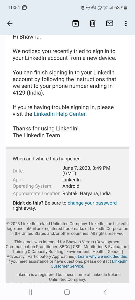 bhawnaV7's tweet image. #seekinghelp @LinkedInHelp
Hey @LinkedIn, I need your help! 😓 My account recently experienced an attempted hack, and now it&apos;s restricted. I&apos;m unable to access my profile and would greatly appreciate your assistance in resolving this issue. Username: Bhawna Verma
