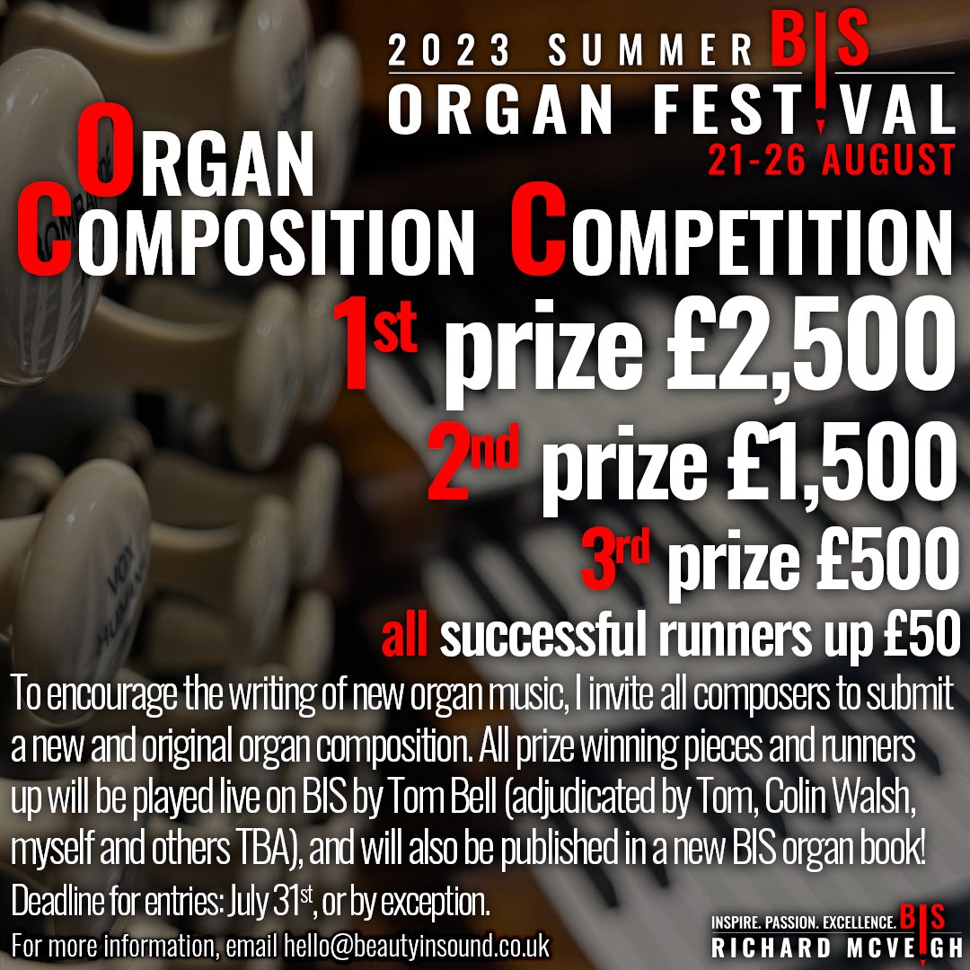 Any one know of any composers who'd like to enter the BIS Organ Composition Competition? Please tag them in this post 😊 #COMPETITION #composer