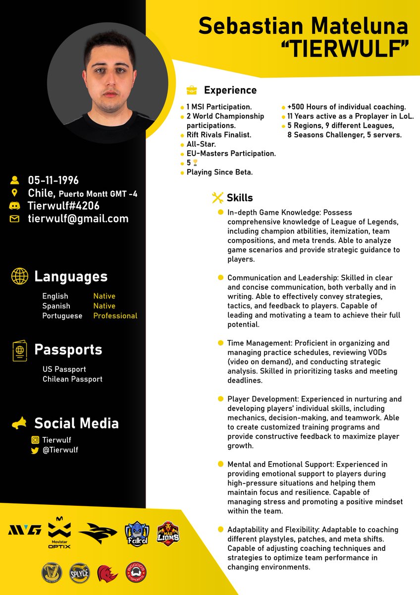 ¡Hola, muy buenas tardes! Entiendo que es tarde en la temporada, pero estoy disponible para roles de tiempo completo/parcial como coach, positional coach o head coach en CUALQUIER región o liga. Prefiero el trabajo remoto, pero estoy dispuesto a considerar ofertas que requieran