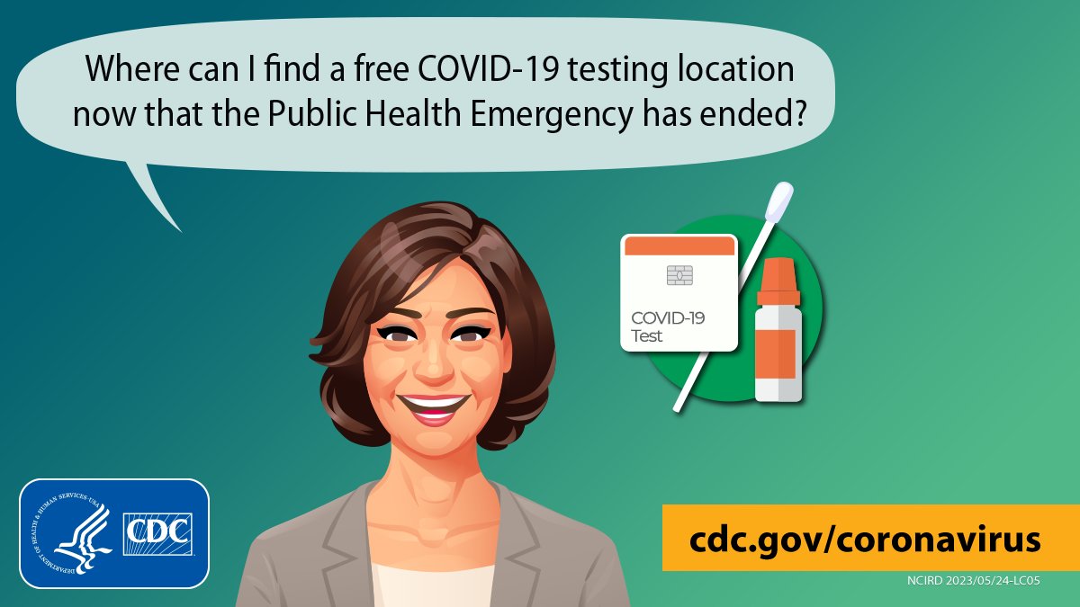 CDCgov's tweet image. The #COVID19 Public Health Emergency has ended and at-home tests may no longer covered by insurance. You can access CDC’s No Cost Testing Locator to find a testing location by entering your zip code.

Learn more: bit.ly/3j4y8xr