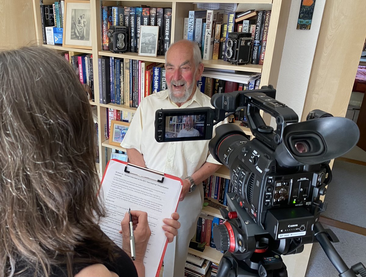 Today's office...interviewing this absolute legend, who picked up his degree at the <a href="/OpenUniversity/">The Open University</a>'s very first graduation Ceremony at Alexandra Palace, 50 years ago....and is still doing <a href="/OUFreeLearning/">OpenLearn</a> courses! #LifelongLearning #LifeBeginsAt80 #EveryDaysASchoolDay