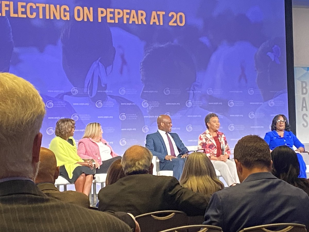 BetelNut_Wustl's tweet photo. PEPFAR (President's Emergency Plan for AIDS Relief) turned 20! One of the most impactful international policy and implementation executed with biomedical innovations and public-private collaborations. Beautiful tribute to the program with @RepBarbaraLee #GIF2023 @USGLC https://t.co/IVClSgZQUL