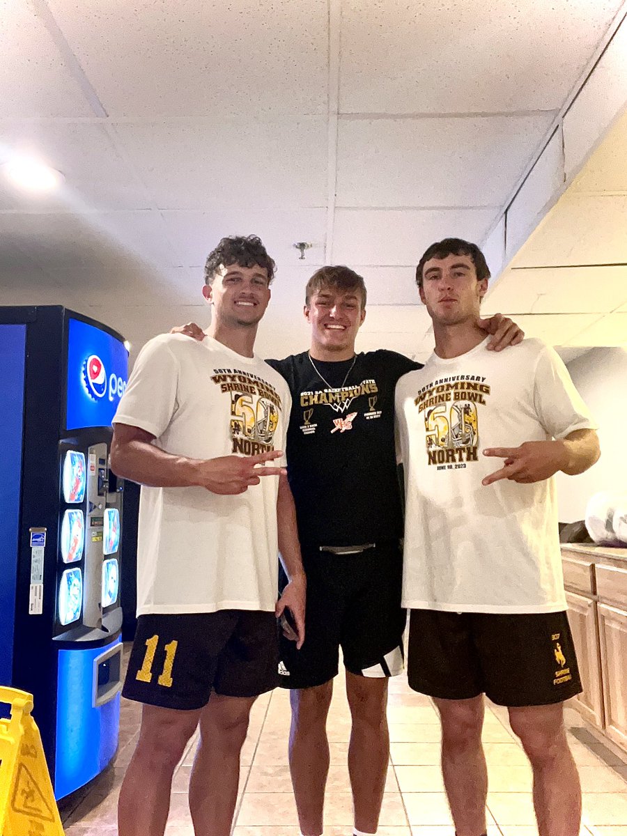 Future <a href="/BHSUFB/">BHSU Football</a> triple threat putting in work at the 50th anniversary North South Wyoming Shrine Bowl. 2pm kickoff Saturday.  <a href="/Kade0705/">Kade Weber</a> <a href="/23blakeb/">Blake Bell</a> <a href="/BrockDouzenis/">Brock Douzenis</a> <a href="/BreskeJosh/">Coach Breske</a> <a href="/CoachBenBlake/">Ben Blake</a> <a href="/DavidsonDrake12/">Drake Davidson</a>