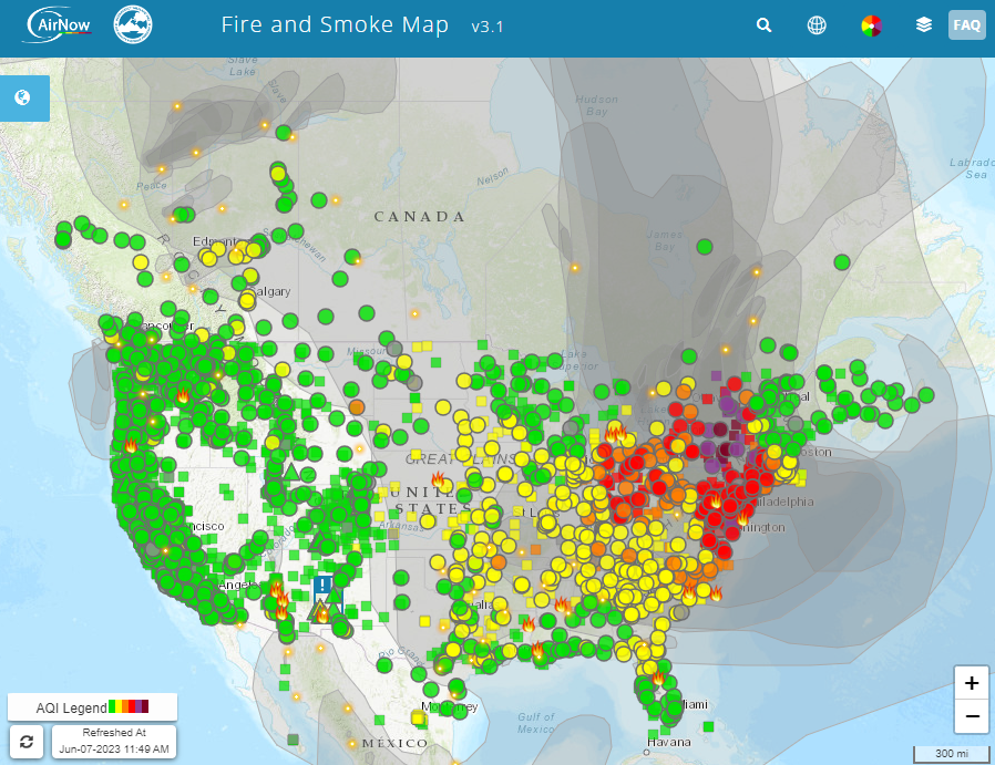Manténgase informado sobre la calidad del aire en Estados Unidos con nuestro Mapa de Incendios y Humo:  fire.airnow.gov