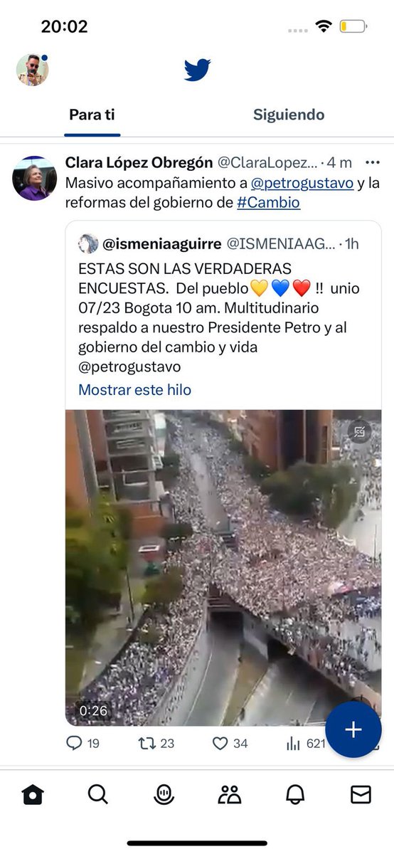 Senadora @ClaraLopezObre, no comparta por favor fotos de Venezuela para la manifestación de hoy en Colombia. Eso es desinformación. ¿Es a propósito la mentira?