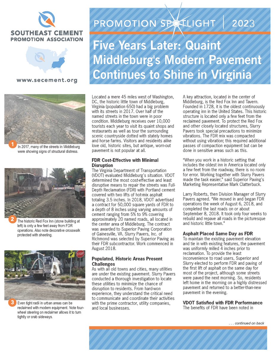 Read our June Spotlight: Five Years Later: Quaint Middleburg’s Modern Pavement Continues to Shine in Virginia
secement.org/wp-content/upl…