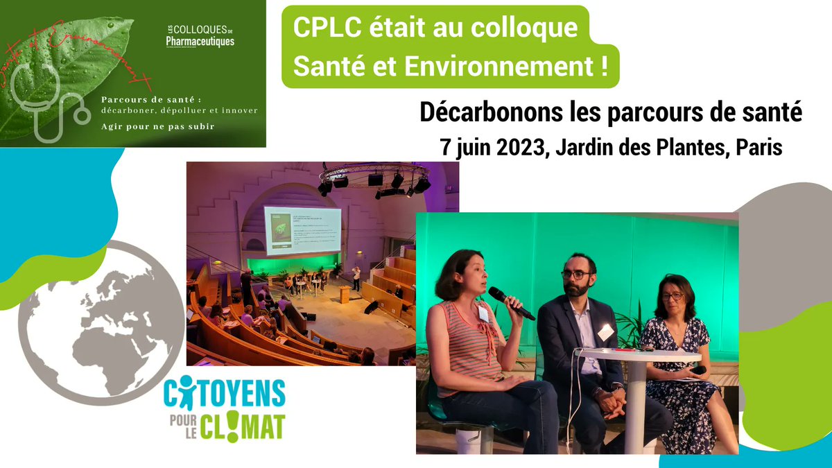 CPLC était présent aujourd'hui au Colloque Santé et environnement organisé par Pharmaceutiques Décarbonons le secteur de la Santé ! au Jardin des plantes à Paris. Avec l'équipe des Citoyens Pour Le Climat, nous formons les RSE et les professionnels de santé.