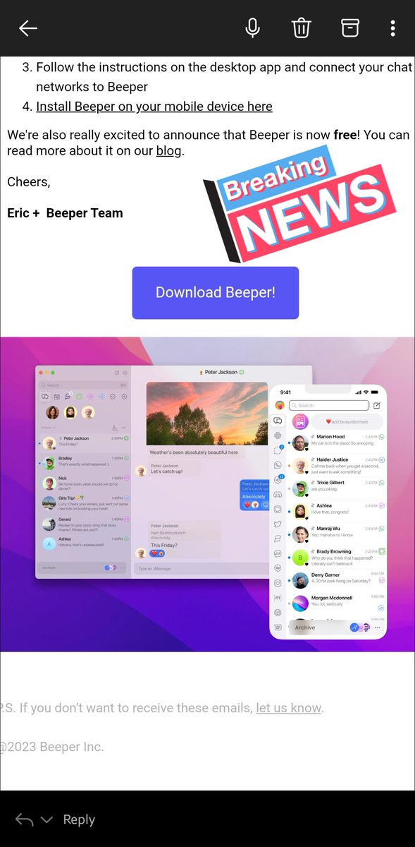 D1VVAN's tweet photo. @grnx_ Oops, my bad!! Thanks for pointing out👍Imagine... I waited even longer 😳

Seems the excitement got the best of me 🫣🤭

One more thing @ericmigi, In excitement I didn't even notice that the app is now "free"... WOW!! 
Would surely like to sign-up fr @onbeeper Plus. Godspeed 🤲 https://t.co/A6mCIq27iY