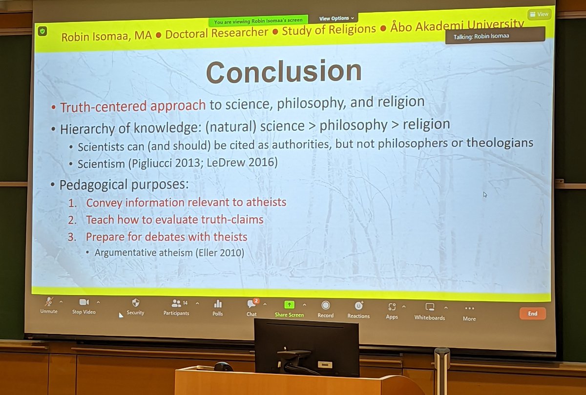 Interesting presentation from Robin Isooma about Atheist #Youtubers   @ #NSRN2023