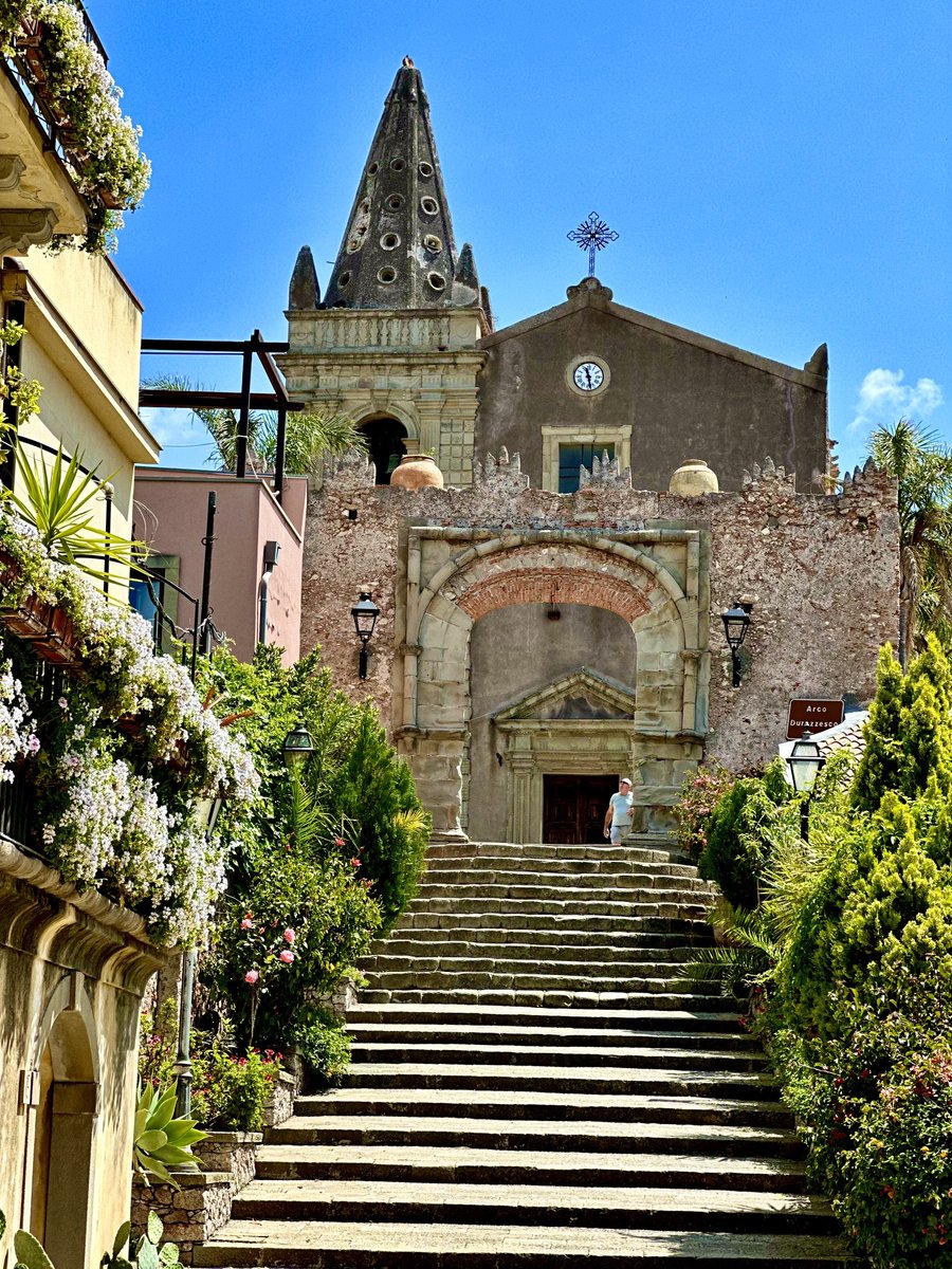 The Church where Michael Corleone & Apolonia walked out of in The Godfather 
The wedding ceremony was shot in another Church 
It’s a stunning church,if you’re a Godfather fan, a must visit in Sicily 
#sicily #godfather #wedding #michaelcorleone
