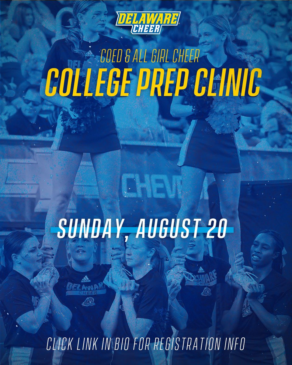 UDBlueHenCheer's tweet photo. 🚨🚨 REGISTRATION IS OPEN 🚨🚨

Check out all the camp and clinic dates we are offering this summer! Registration info in our bio or the link below 💙💛

https://t.co/7liN6M5hKN https://t.co/N4tihFUoB1